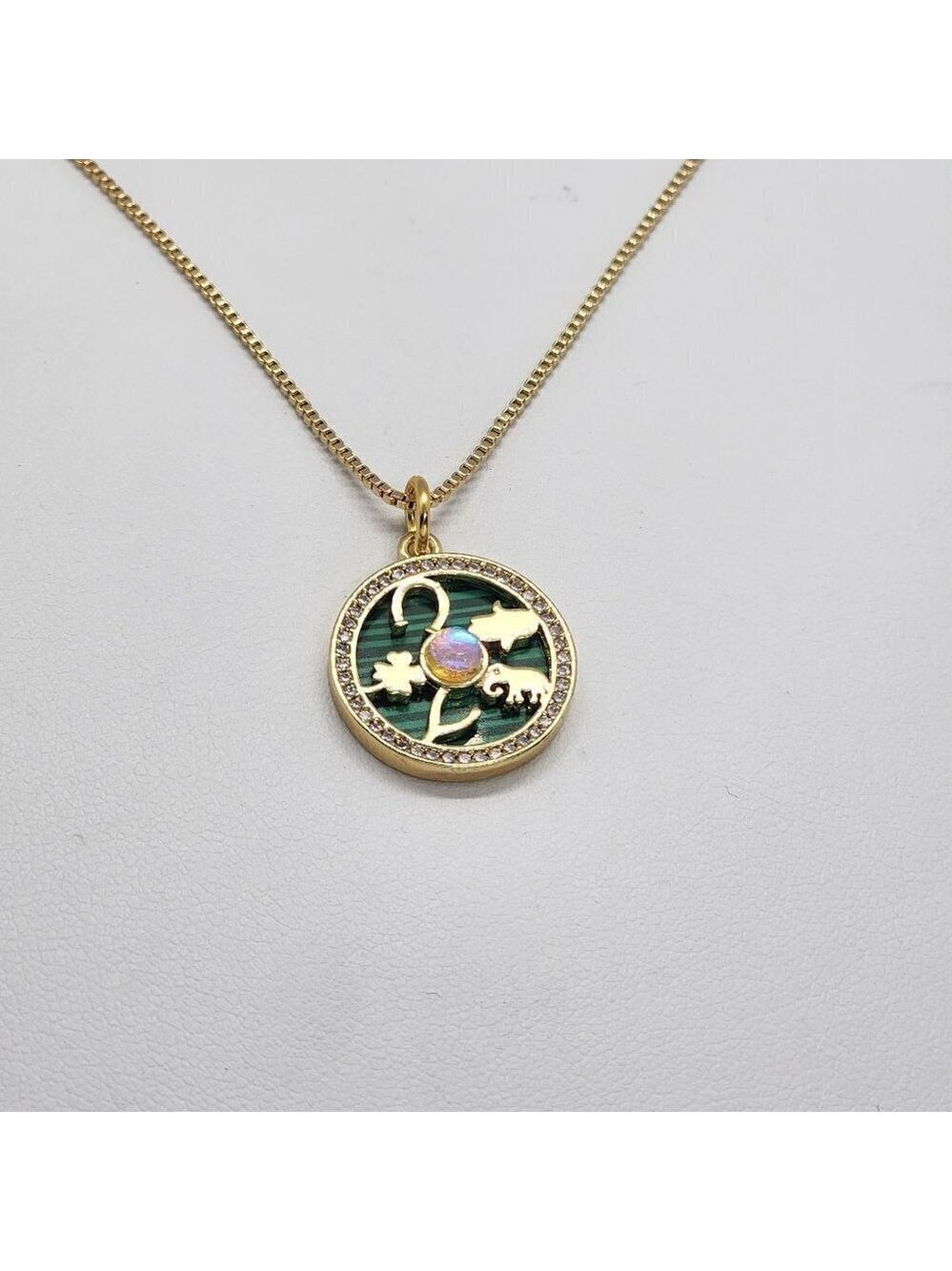 Brand New Brazilian 18k Gold Filled Necklace & Multi Lucky Charms Brass pendent